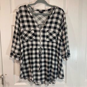 Torrid Y2K babydoll tunic top roll tab elbow sleeves drawstring waist size 1X